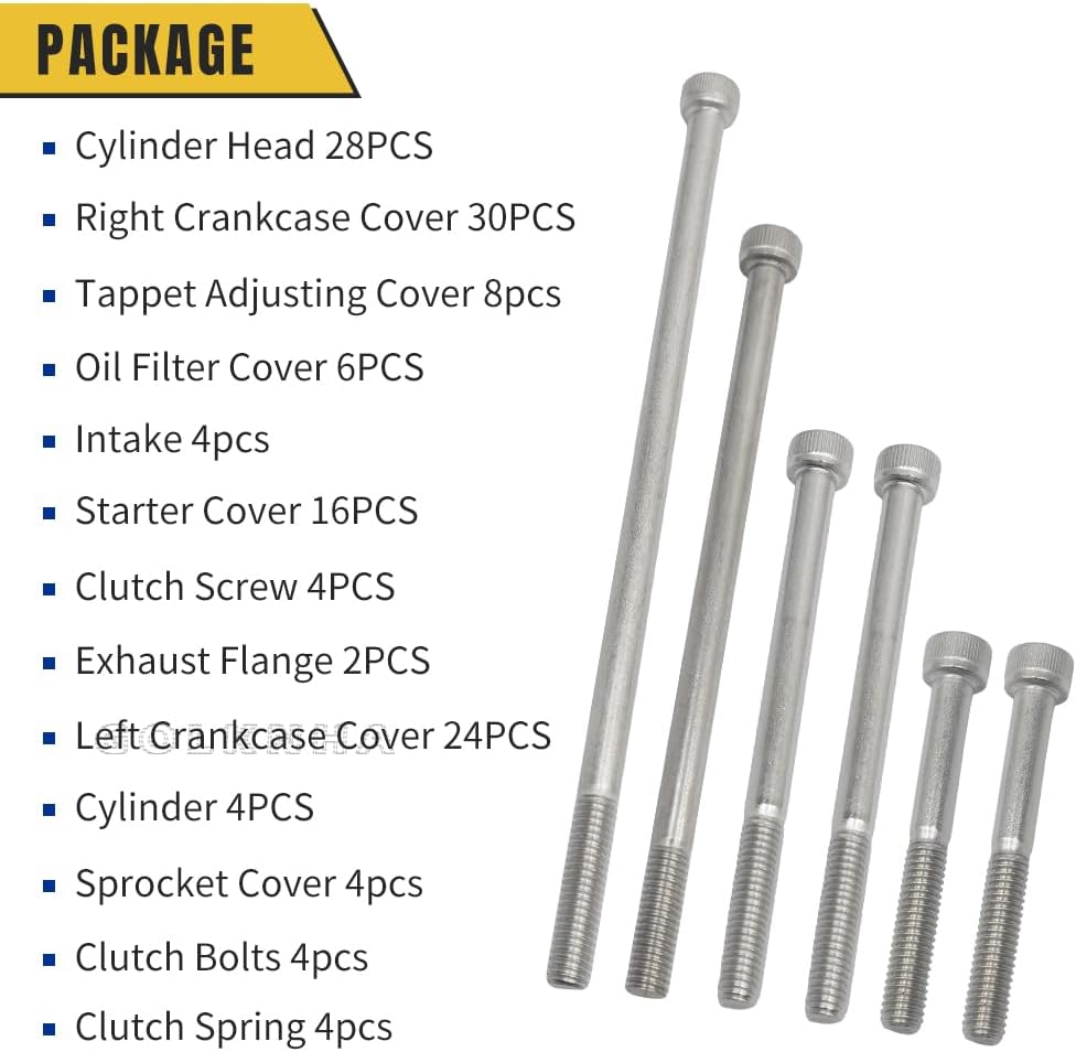 300EX 304 Stainless Steel Engine Bolts & Clutch Spring Kit Compatible with Honda Sportrax 300 TRX300EX 1993-2008