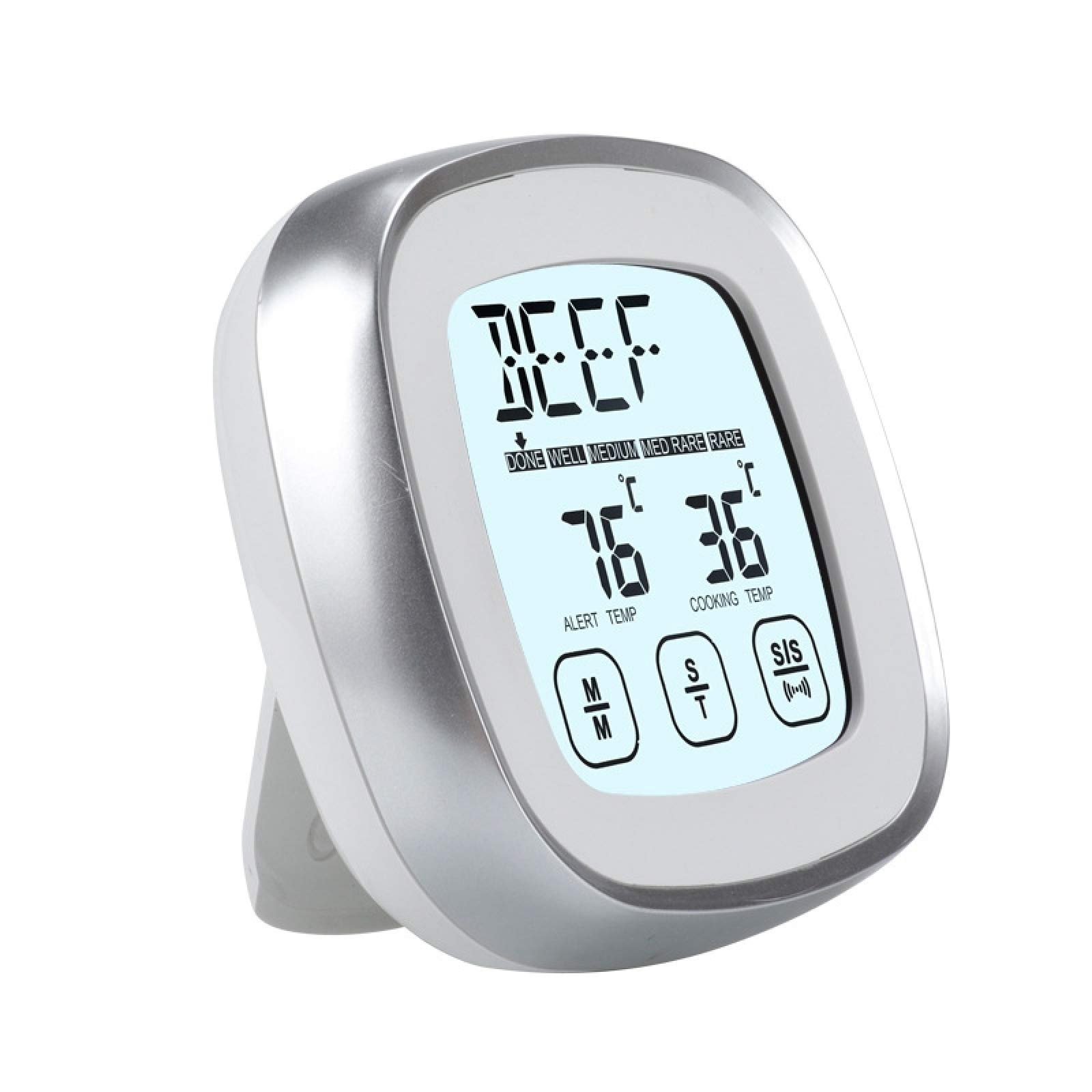 Termómetro De Cocina Termómetro Digital De Carne Para Cocinar En La Cocina De La Parrilla, Medidor De Lectura De Temperatura Instantánea, Con Sonda Con Cable De Metal (Longitud Del Cable Blanco 1M)