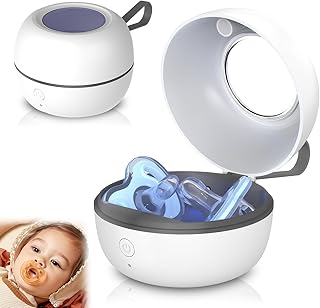 UV Schnuller Sterilisator, Portable Schnuller Sterilisator 99.99% Sterilisation in 3 Minuten, Baby Sterilisator 70x Nutzung pro Ladung, USB Aufladbar Baby-Schnuller-Sterilisator für Unterwegs