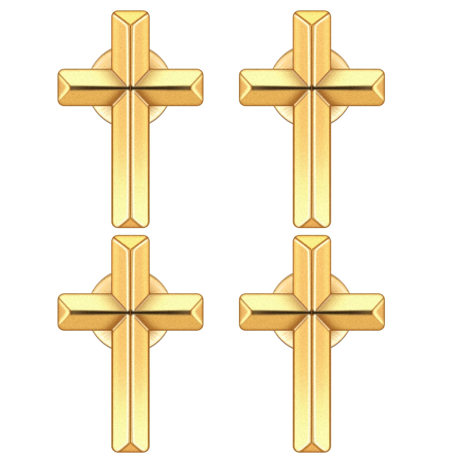 4 Pcs Cross Pins Bulk Metal Golden Gold Religious Christian Cross Brooch Pins Set Religious Enamel for Christian Chaplain Gifts Funeral Church Prayer Activities (Gold)