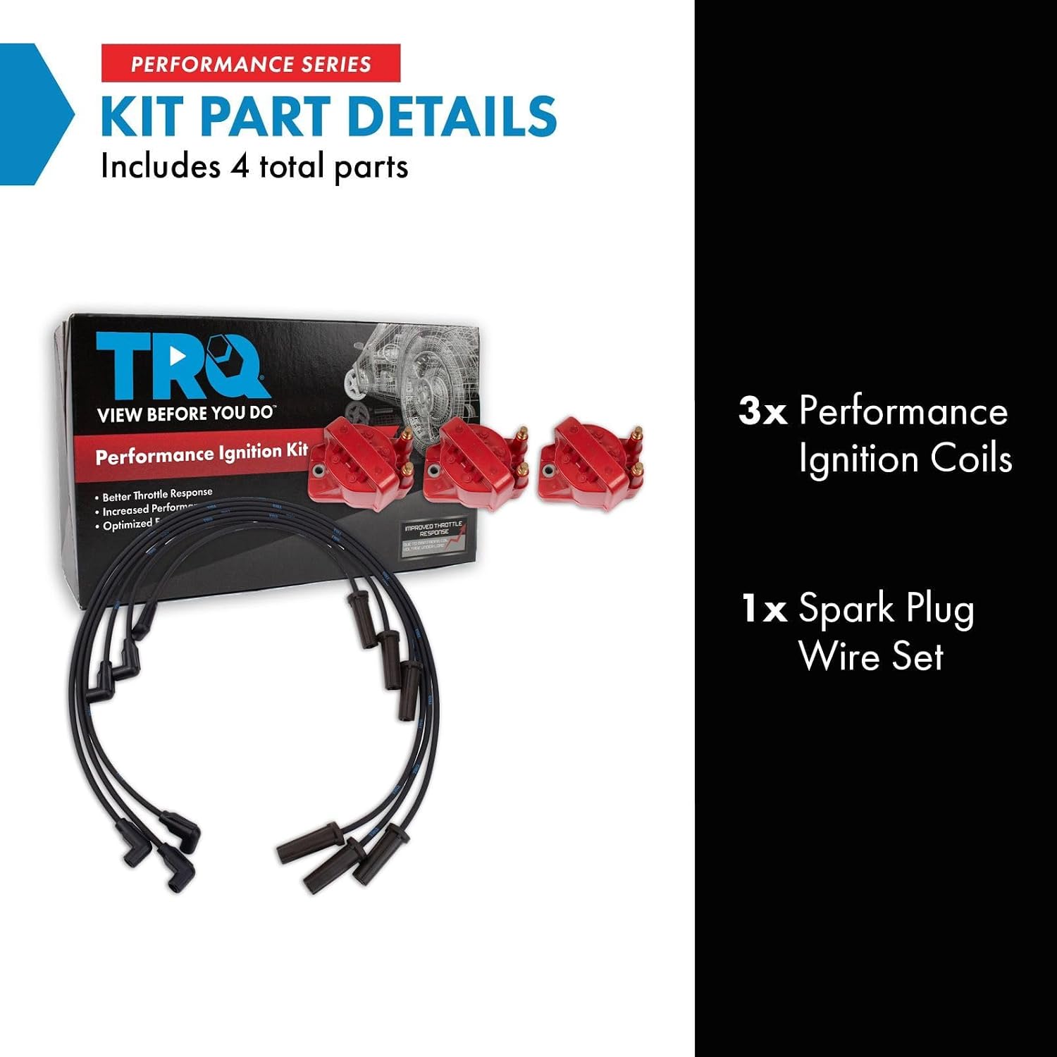 TRQ Performance Ignition Coil Kit 4 Piece Compatible with 1997-1999 Buick Regal 1997-1999 Pontiac Grand Prix