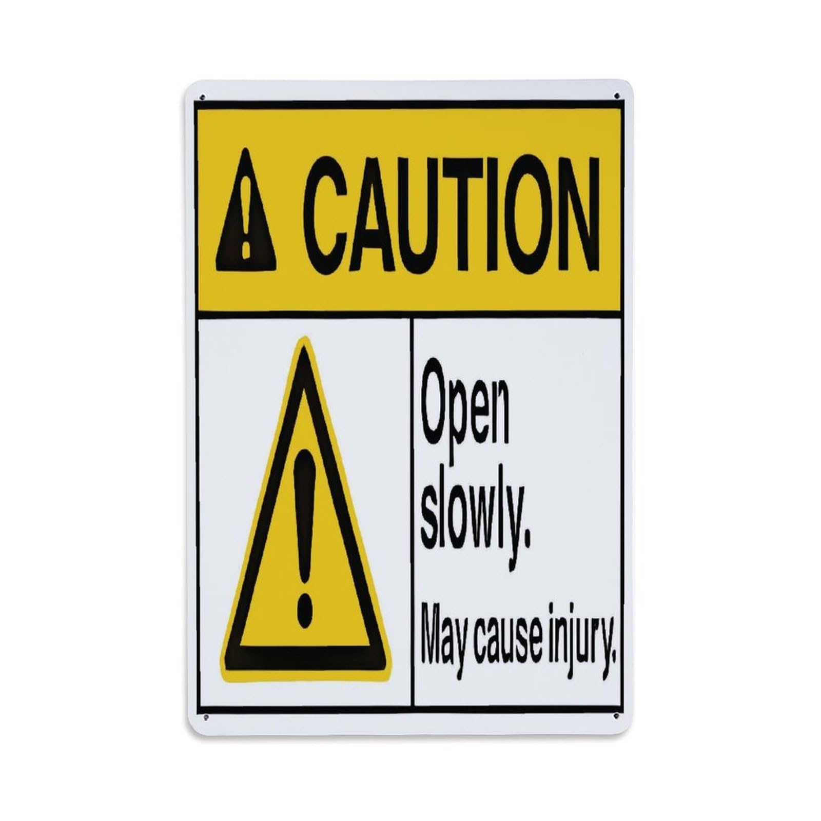 Ldfuieksufg Style Caution Open Slowly May Cause Injury Warning Sign Vintage Aluminium Metal Sign, Retro Wall Decor For Home, Bar, Garage & Farmhouse 30X20cm