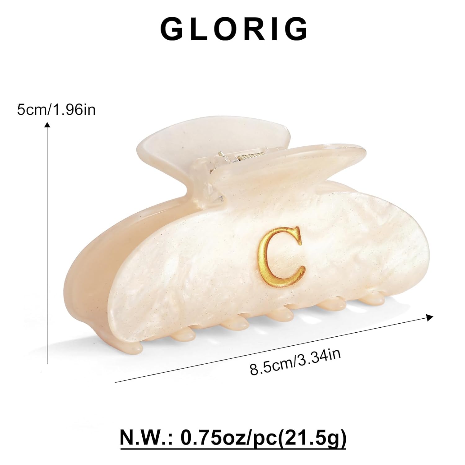 Acrylic Letter Hair Clips For Women Alphabet Hair Claw Initial Hair Clip Fashion Glitter Chic Monogram Claw Clip Hair Accessory Large Hair Clips C - Image 6