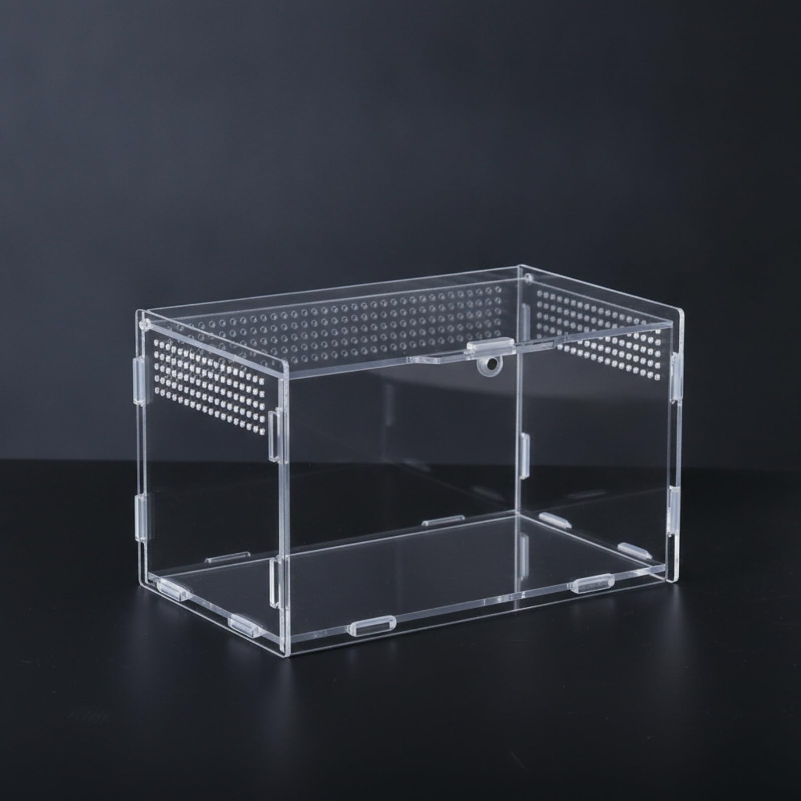 Milageto Terrario in Acrilico Durevole | Salvaspazio, Tecnico in Acrilico per Rettili, Ventilato, Tecnico da Tavolo per Piccoli Animali, Scrivania, Esposizioni Hobby, 20x20x13cm