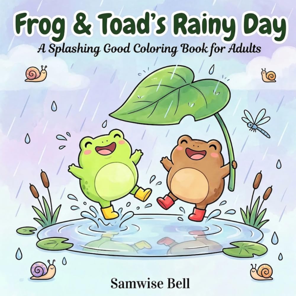 Frog & Toad's Rainy Day - A Splashing Good Coloring Book for Adults: Puddle Hops, Pond Swims & Mushroom Umbrellas – Bold & Easy Kawaii Rainy Day Fun: ... who loves the freshness of a rainy day.