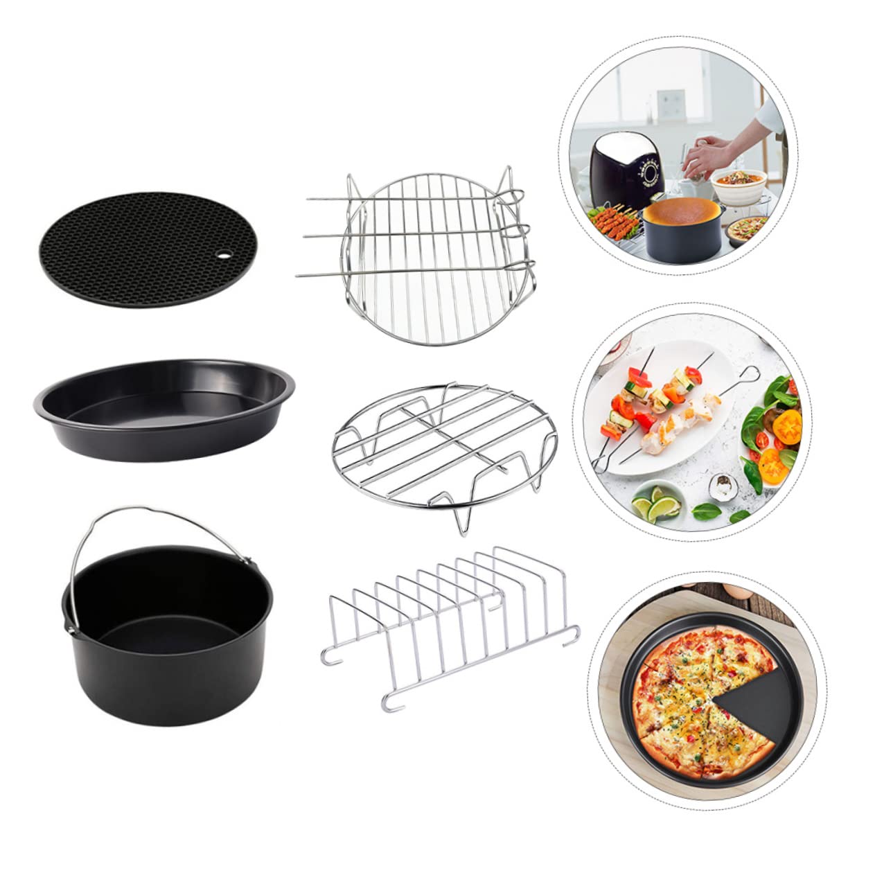PRETYZOOM 6piezas Sartenes Para Hornear De Accesorios Para Freidora De Aire Utensilios De Cocina De Inoxidable Bandeja Para Hornear Para Hacer Pasteles y Pizza