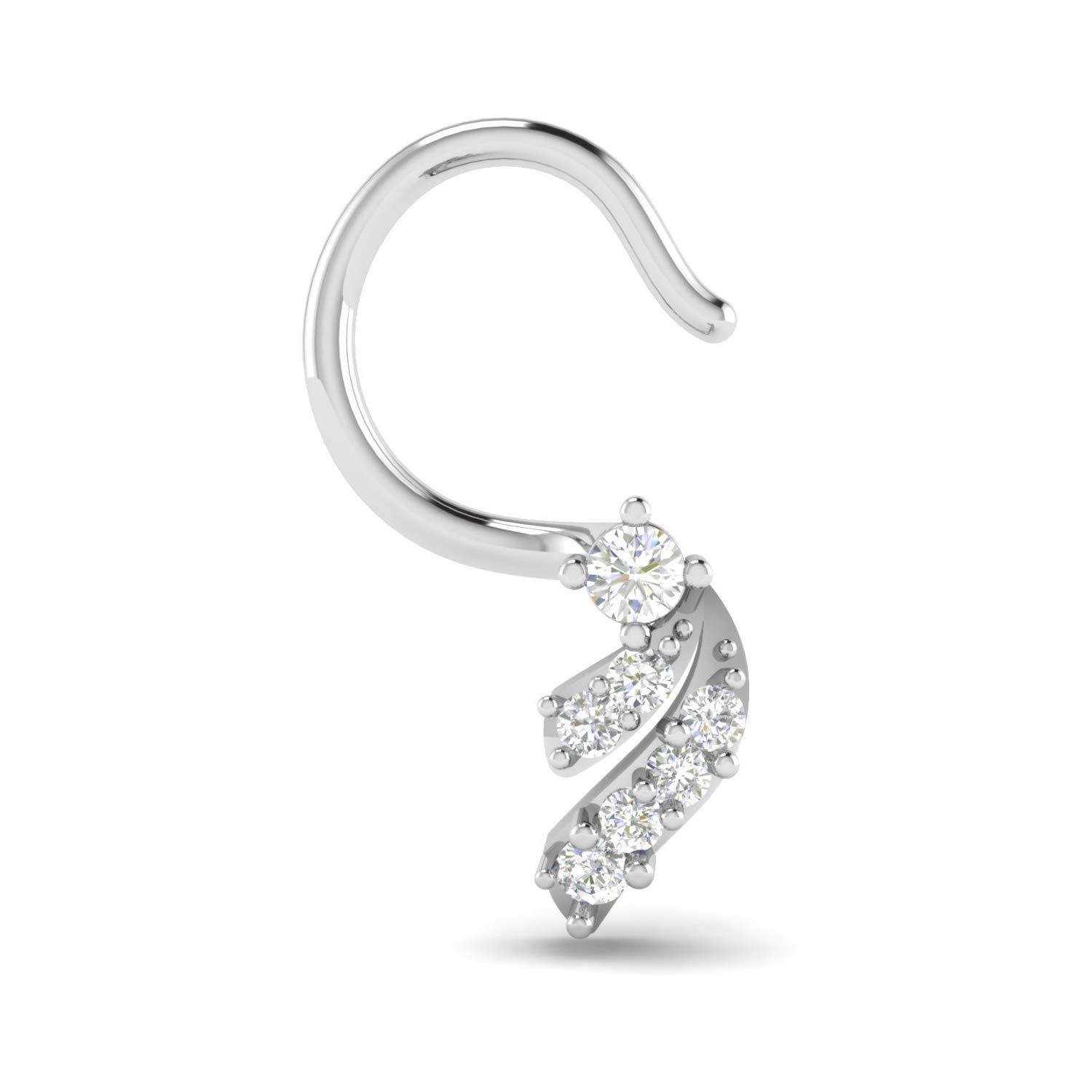 18KT White Gold and Diamond Nose Ring for Women