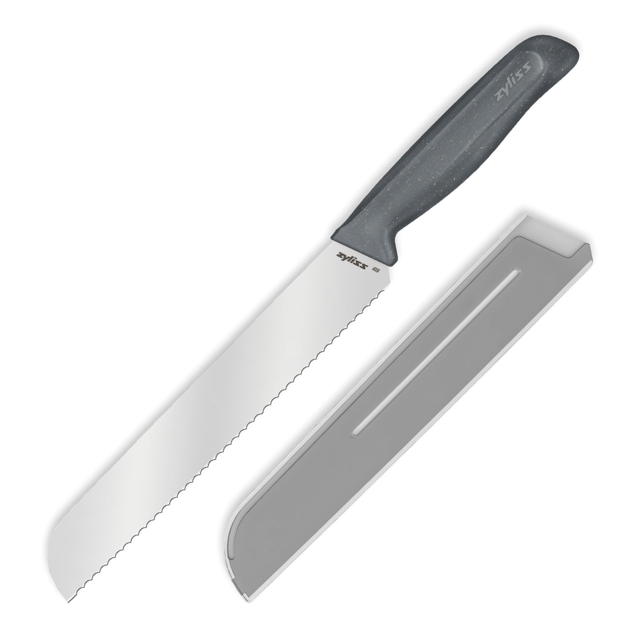Zyliss Bread Knife, 21cm/8in, Stainless Steel, Serrated Edge, Non-Slip Sustainable Weat Straw Handle, Includes Cover, Ideal for Slicing Sourdough, Baguette, Crusty Rolls, Dishwasher Safe