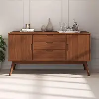 IDIMEX Aparador Buffet Sala de Jantar Moderno em Madeira 2 Portas 3 Gavetas Tivoli Castanho 145 cm