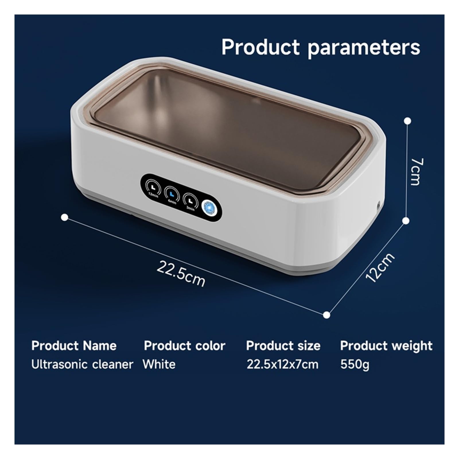 Nettoyeur à ultrasons, Nettoyeur de bijoux ultra-rapide et puissant, grande capacité réglable, 650 ml