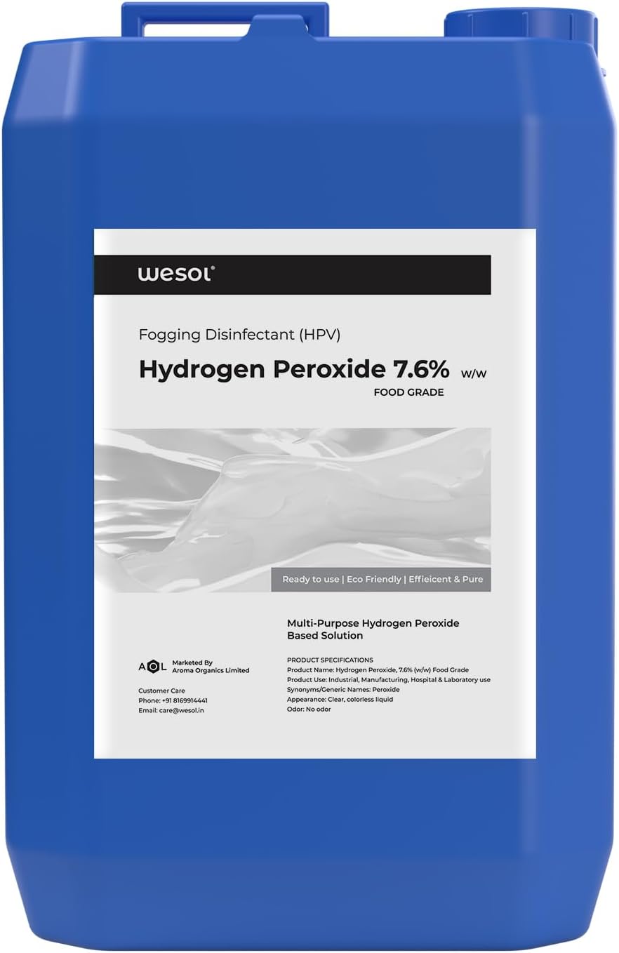 Wesol Hydrogen Peroxide 7% w/w for Fogging in Hospitals | Disinfectant and Steralization Purpose (Food Grade) - 5 Litre