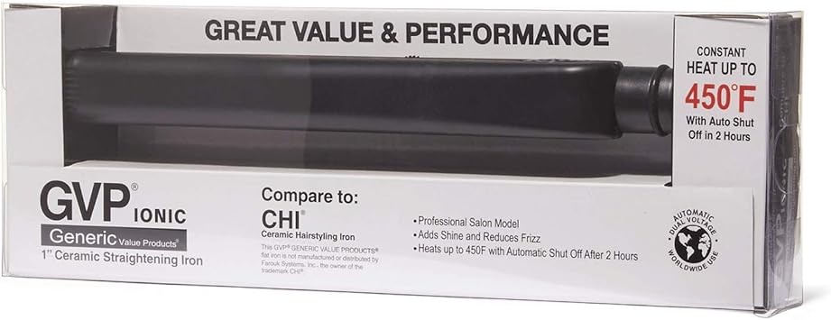Generic Value Products Black Ceramic Flat Iron, 1 inch Straightest Sleekest Hair Straightener