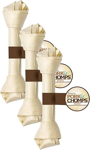 Miniatura 8 de Pork Chomps Masticable de piel de cerdo horneada, nudo de 11 pulgadas, 1 unidad