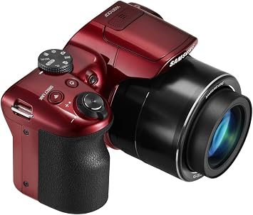 Samsung WB1100F 16.2MP CCD Smart WiFi & NFC Digital Camera with 35x Optical Zoom, 3.0 LCD and 720p HD Video (Red)