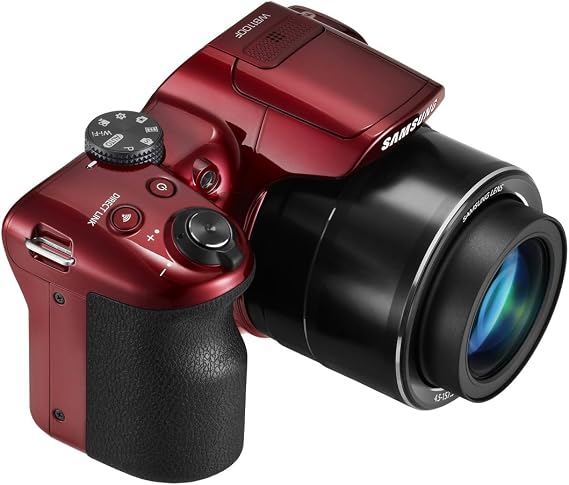 Samsung WB1100F 16.2MP CCD Smart WiFi & NFC Digital Camera with 35x Optical Zoom, 3.0 LCD and 720p HD Video (Red)