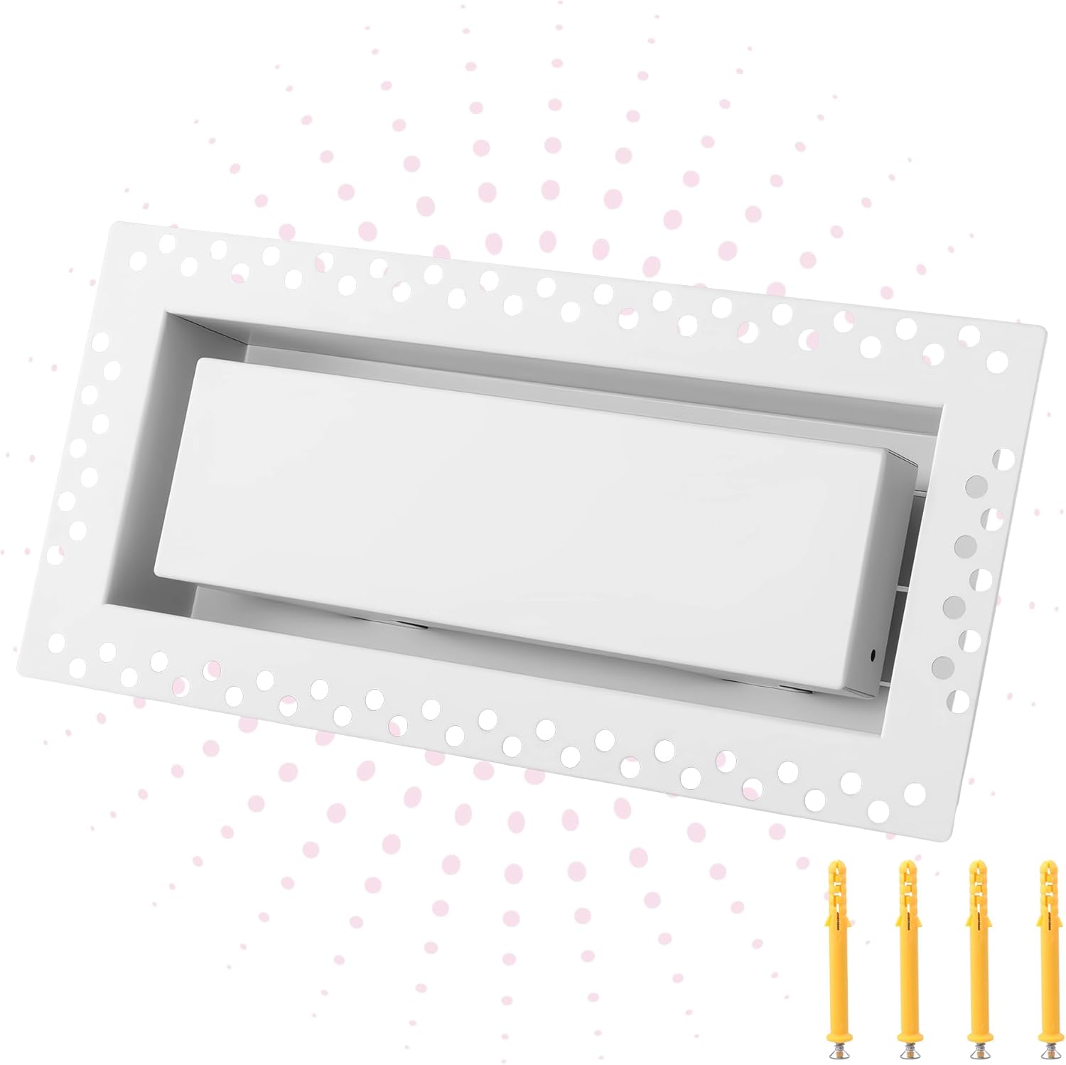 4x10 Flush Wall Vent, Metal Wall Vent Cover Paintable Ceiling Vent Covers HVAC Vent Cover Adjustable White Air Vent Modern Register Grille for Walls Ceiling