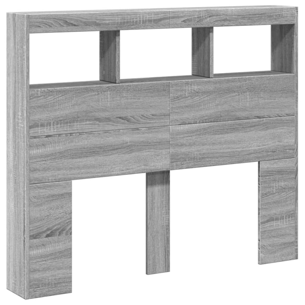 vidaXL Headboard Cabinet with LED Grey Sonoma 120x17x102 cm — image 1