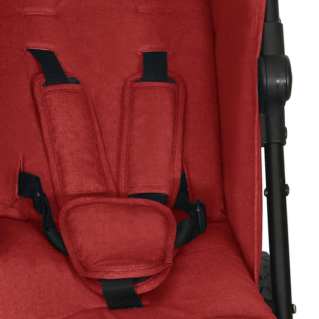 vidaXL Passeggino Gemellare in Acciaio Rosso