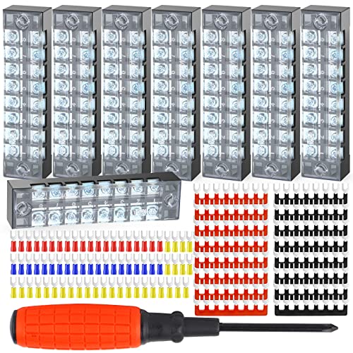 QCQIANG Bloco de Terminais de 8 Peças, Bloco de Terminais de Parafuso de Duas Fileiras de 15A e 8 Po