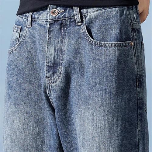 Men's Loose Wide-Leg Jeans – Blue Straight Denim Pants, Casual Trousers3