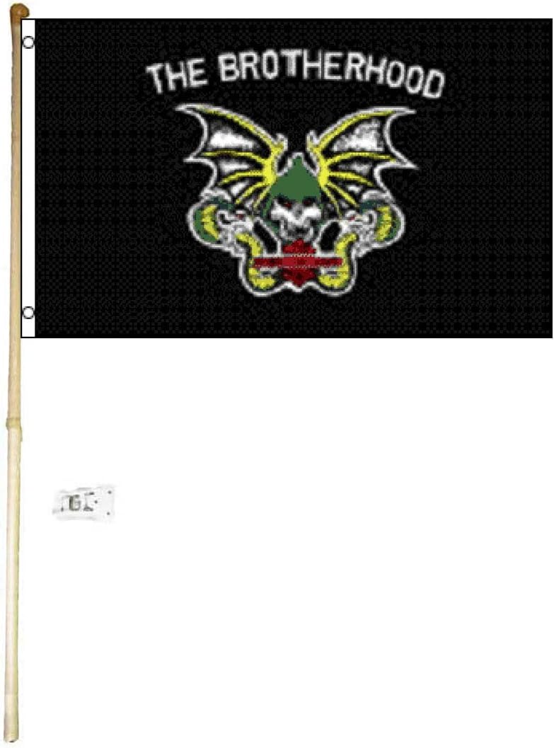 3x5 3'x5' The Brotherhood Polyester Flag with 5' (Foot) Flag Pole Kit with Wall Mount Bracket & Screws (Imported)