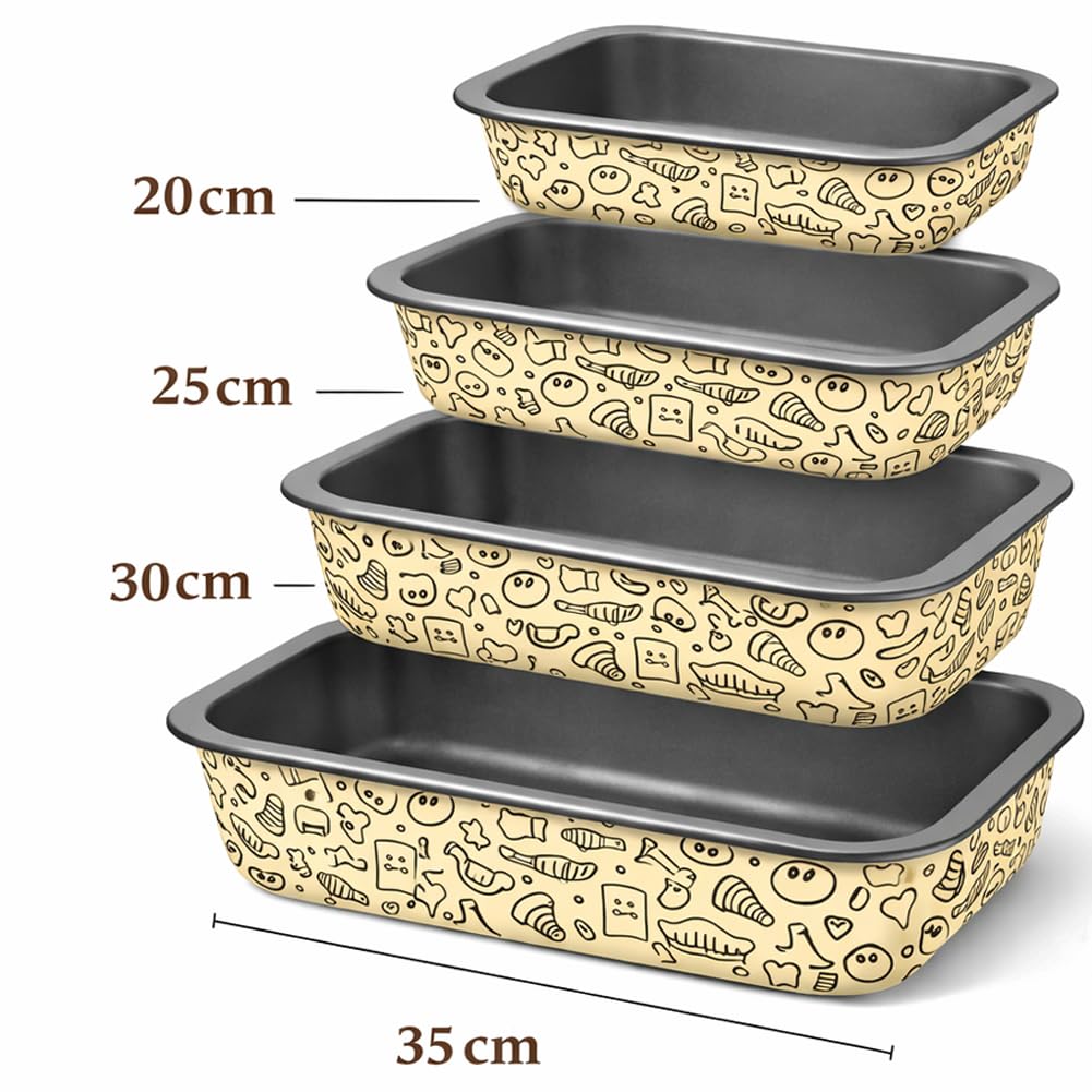 BAKAJI Set 4 Teglie Rettangolari da Forno 20-25 - 30-35 cm con Fondo Antiaderente e Cottura Omogenea, Ideale per Lasagne, Dolci, Facile da Pulire