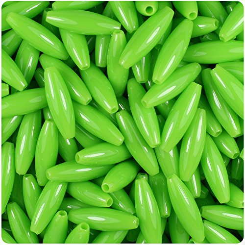 BeadTin Lime Opaque 19mm Spaghetti Craft Beads (200pcs)