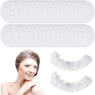 طواقي الاستحمام للاستعمال مرة واحدة من كومنيكو، قبعات استحمام شفافة مقاومة للماء مصنوعة من البلاستيك المرن للسفر للنساء والأطفال والبنات لصالونات التجميل والسفر والمنتجعات الصحية والمنزل (100 قطعة)