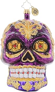 Hand-Crafted European Glass Halloween Christmas Decorative Ornament, Festive Filigree Calavera - Buy now