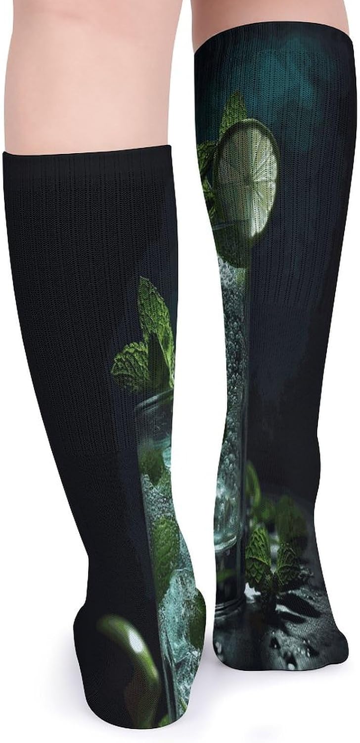 Mojito Cocktail Crew Socks Cozy Casual Calf Socks Lightweight Long Work Sock Breathable Athletic Sock for Hiking Sports Running 5 Pairs