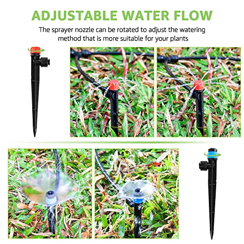 Mixc New Quick-Connect Drip Irrigation Kit, 100Ft Garden Micro Automatic Irrigation System Patio Misting Plant Watering System With 1/4" Blank Distribution Tubing Adjustable Nozzle Emitters Sprinkler #TOP4