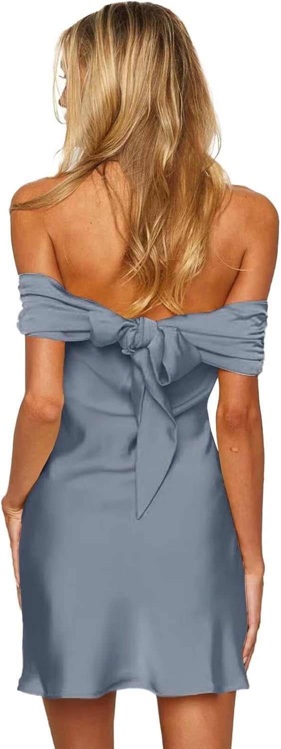 Satin Off Shoulder Homecoming Dresses for Teens 2025 Short Mini Prom Backless Cocktail Party Gown