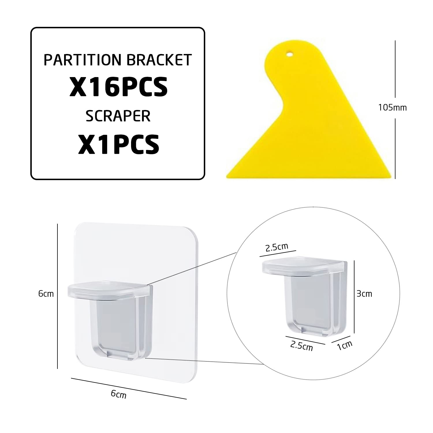 Lot De 16 Supports D'étagère Sans Perforation, Avec 1 Grattoir En