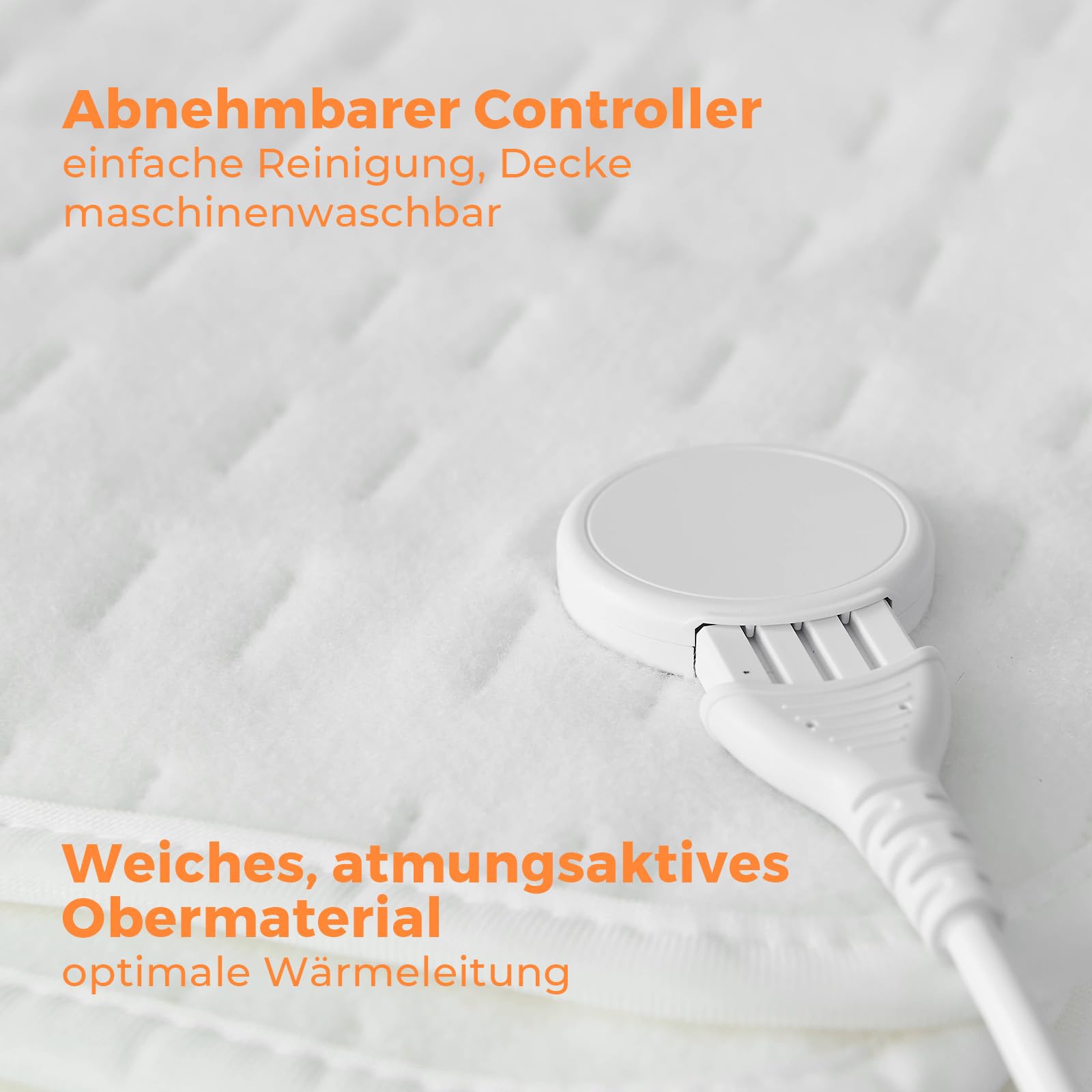 CELESTA Wärmeunterbett 150x80cm, Heizdecke mit 3 Temperaturstufen, LED-Controller & Überhitzungsschutz, maschinenwaschbar & atmungsaktiv, Weiß