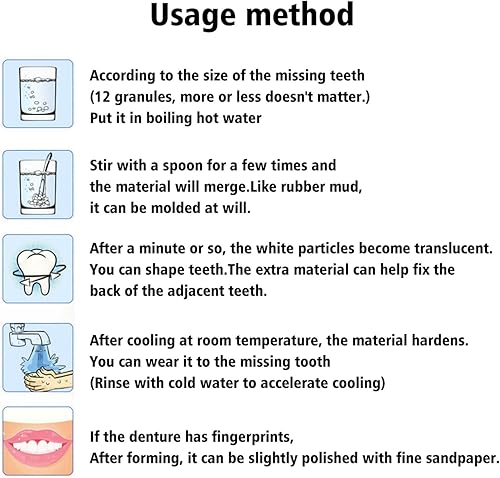Miniatura 7 de Kits de reparación de dientes falsos para llenar los dientes rotos y huecos que faltan - Kits de reemplazo de cuentas térmicas moldeables y falsas