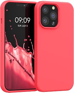 kwmobile telefoonhoesje compatibel met Apple iPhone 13 Pro hoesje - Zachte case voor smartphone - Back cover in neon koraal