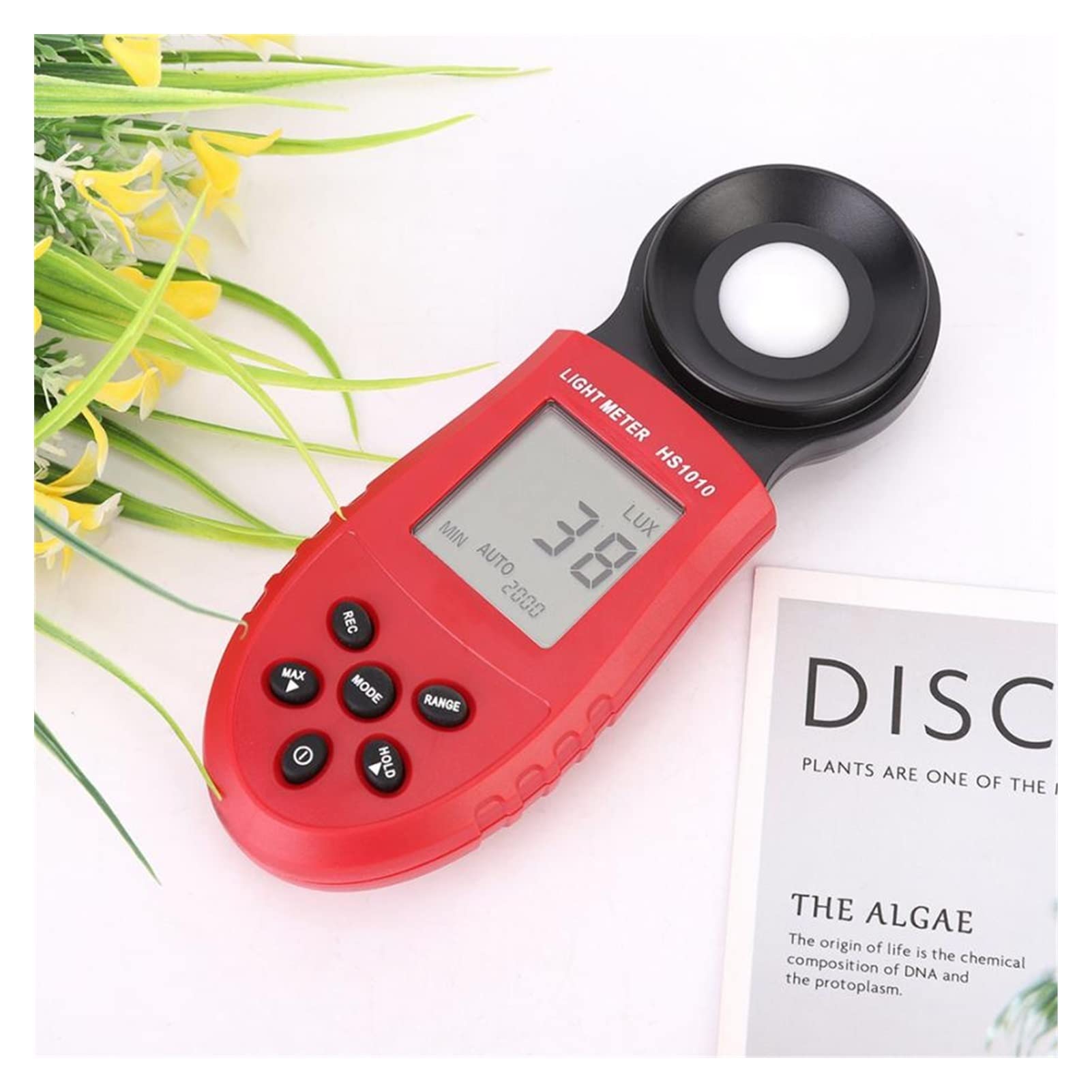 Luxómetro Portátil, Digital inclinómetro de Mano Medidor de iluminancia Digital Medidor de luz Profesional Luxmeter Fotómetro Fotómetro Finder para Interiores y Exteriores