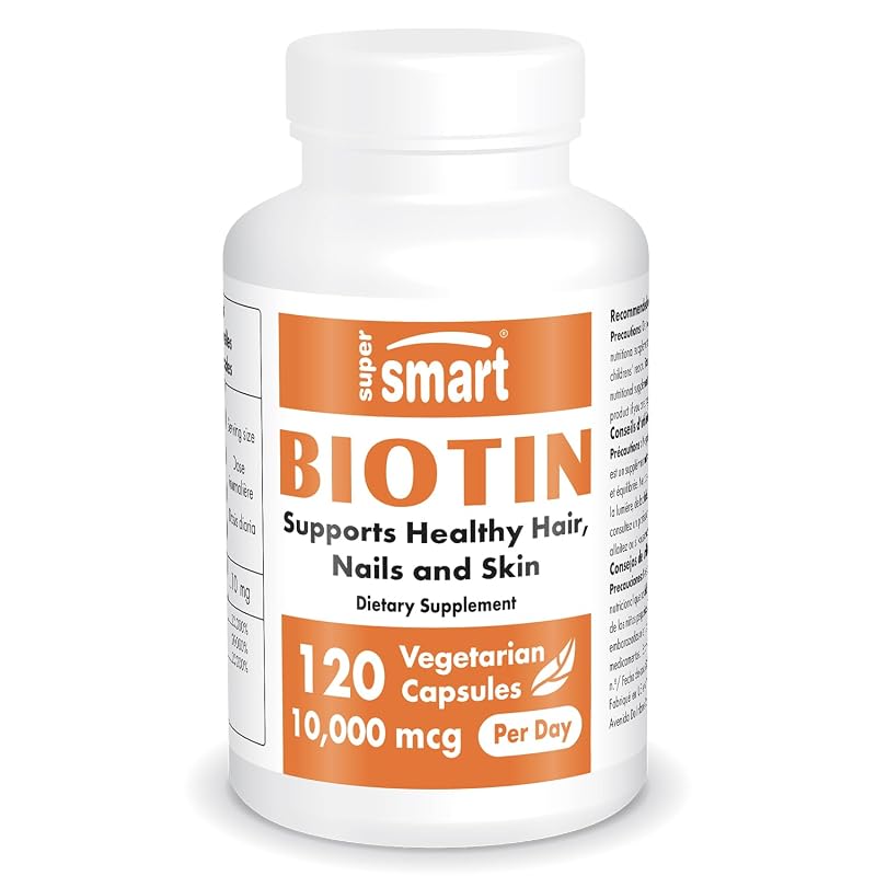 Supersmart - Suplemento de biotina (vitamina B7) 10.000 mcg - 120 cápsulas vegetarianas