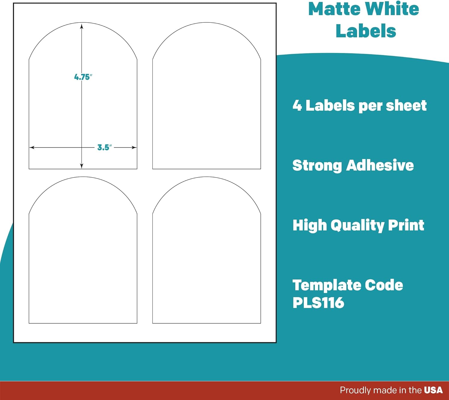 Premium Label Supply White Sticker Product Labels – 3.5" x 4.75" Arched Top – Laser/Inkjet Compatible – (4 per Sheet), 25 Sheets – 100 Total Adhesive Labels - Image 4