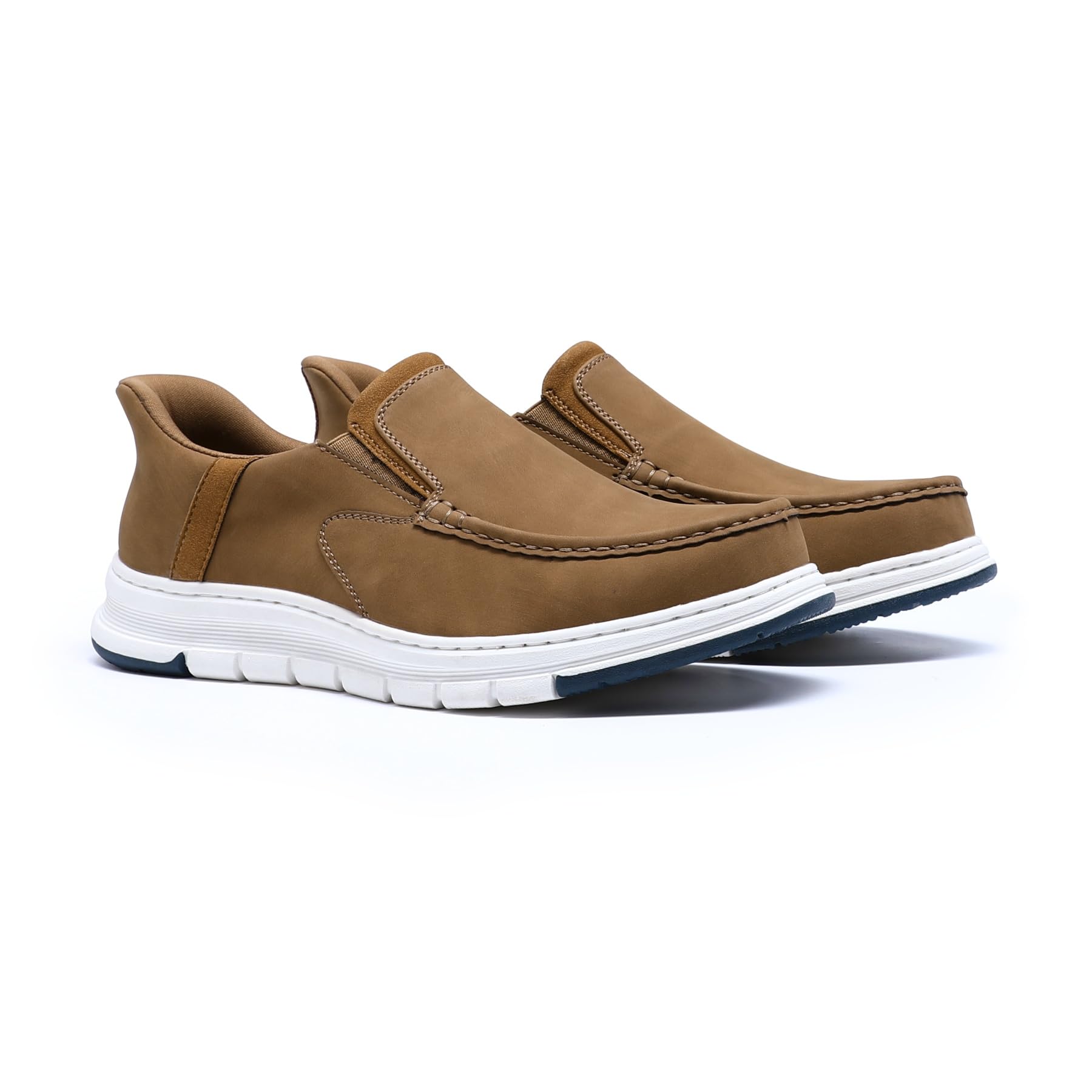 Allthemen Hombre Zapatos Cuero Casual Slip On Mocasines Puntera Redonda Loafer Retro Transpirable Trabajo Diario