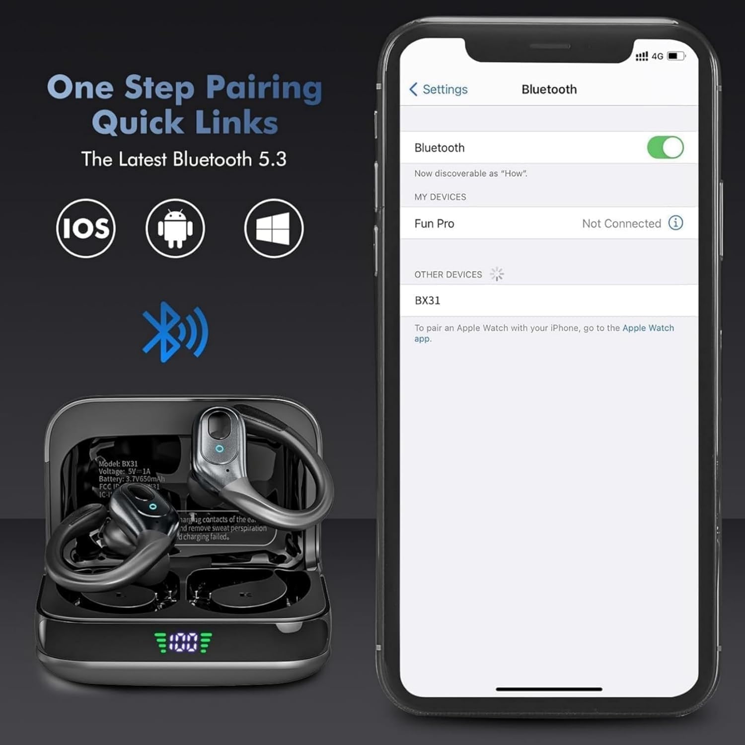 Bluetooth 5.4 Wireless Earbuds, Noise Cancelling Earbuds with 75 Hours Playtime, LED Power Display, IPX7 Waterproof Earbuds — view 4