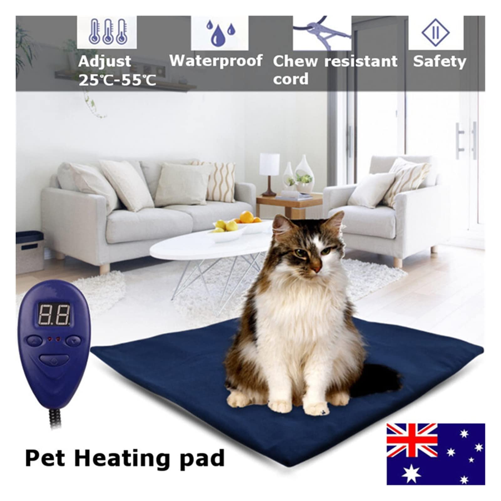 Manta térmica for mascotas Manta eléctrica for perros Almohadilla térmica for perros Cama for perros Impermeable Anti-mordedura Cojín de temperatura ajustable Estera térmica for mascotas 40 * 30 cm /