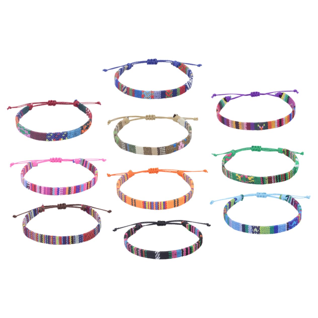 Healeved Bracelets en Tissu Tressé Ethniques Légers et Confortables Lot de 10 Style Rétro Ajustable pour Femmes Plage Surfeurs