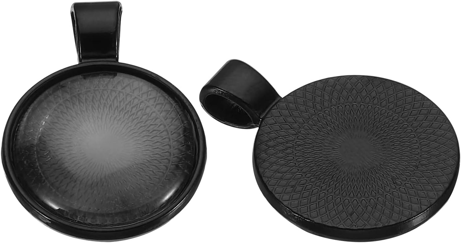 PATIKIL Pendant Trays with Transparent Glass Cabochons, Round Bezel Trays Pendant Dome Tiles for Photo Pendant Jewelry Making image 4