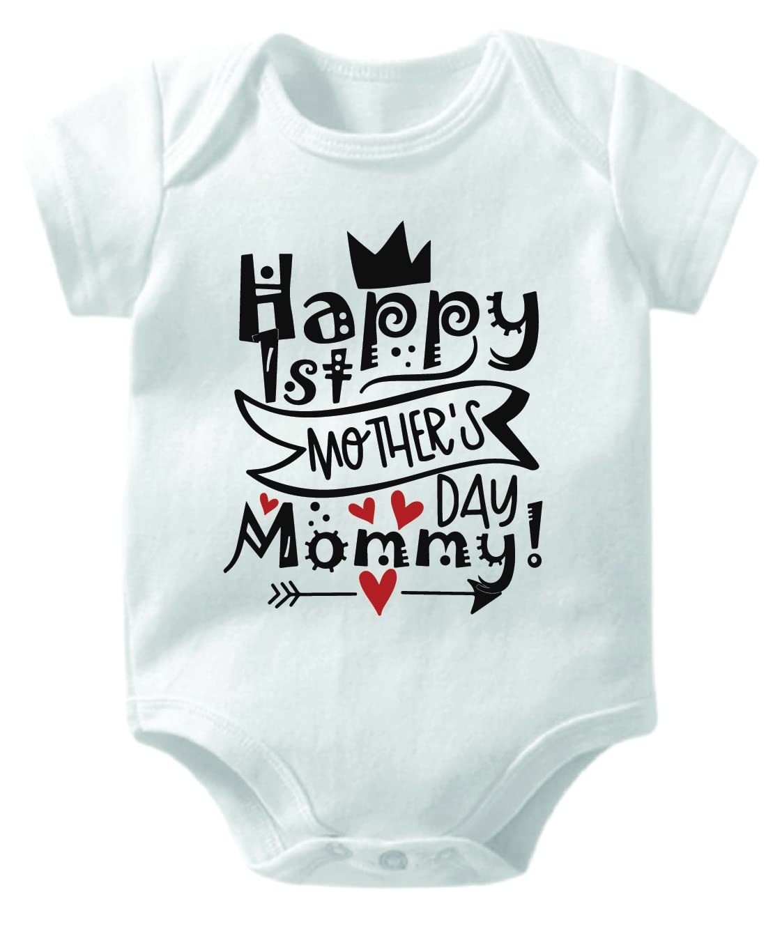 GiftmateHappy Mother's Day Baby Romper| White Cotton Baby Romper Unisex for First Mothers Day| Baby Romper for Boy & Girl (12-18 months)