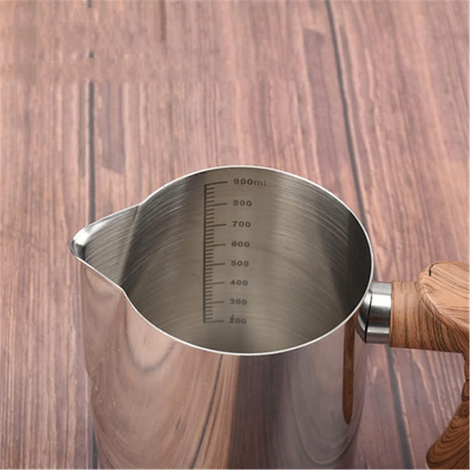 jarra de leche, Jarra for espumar leche for máquina de café, taza acero inoxidable, jarra con forma flor y escala, espuma for comercial espesa