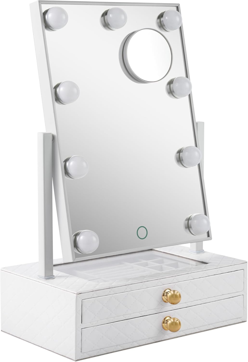 Star Vision 2-in-1 Lighted Hollywood Mirror and Jewelry Organizer, Dimmable Light, 10X Magnification Mirror, White