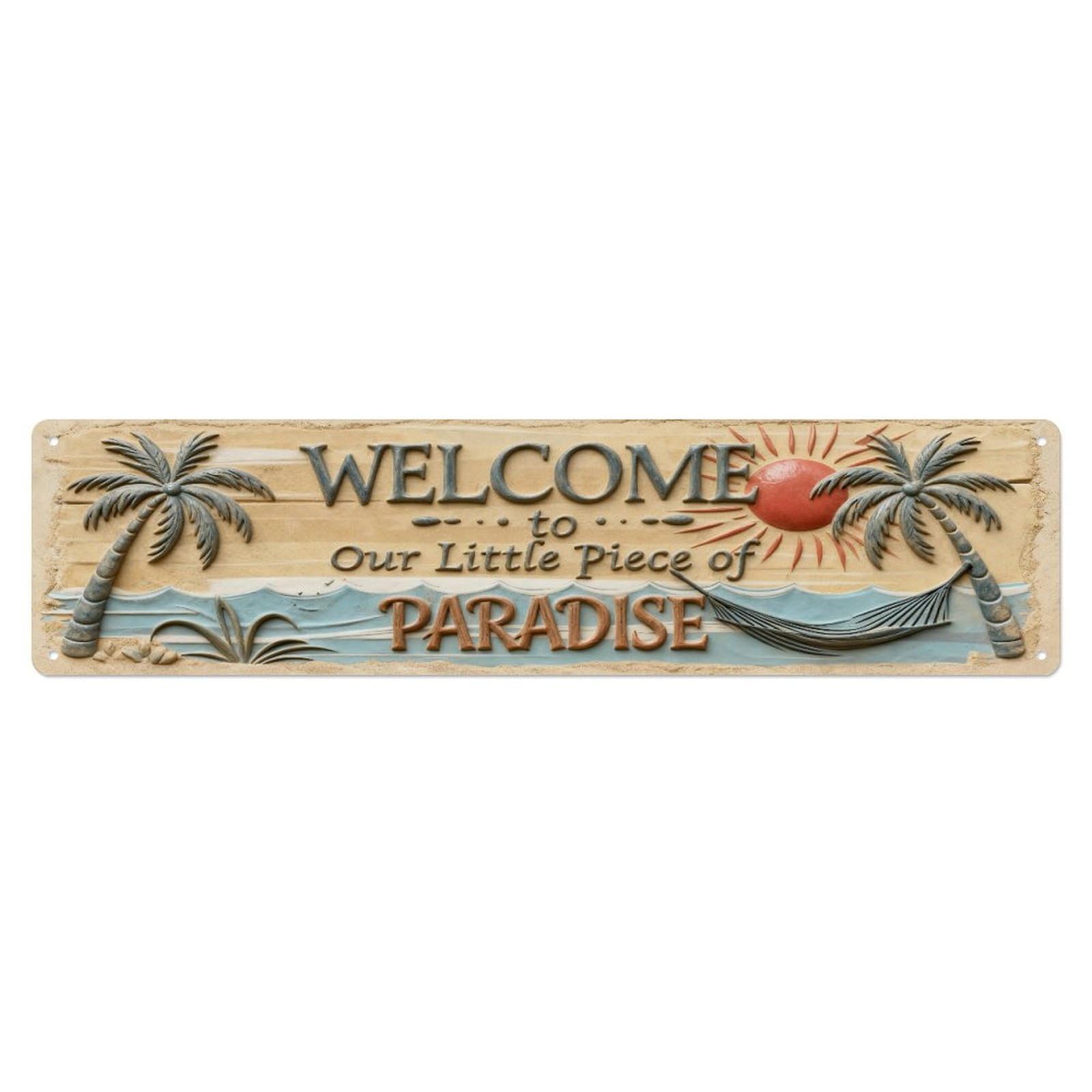 Tropical Palm Sunset Hammock Beach Tin Sign Vintage Metal Sign Home Bar Garden Indoor & Outdoor Wall Decor Retro Metal Poster 4x16 Inch