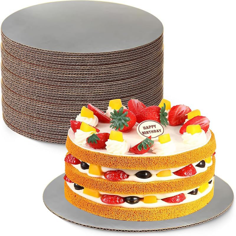 Fit Meal Prep [20 Pack] 8 Inch Cake White Cardboard Disposable Cake Bottoms Pizza Circles Round Base Stand For Desserts And Pastries Grease Proof And Moisture Resistant, Christmas, Birthday, Wedding