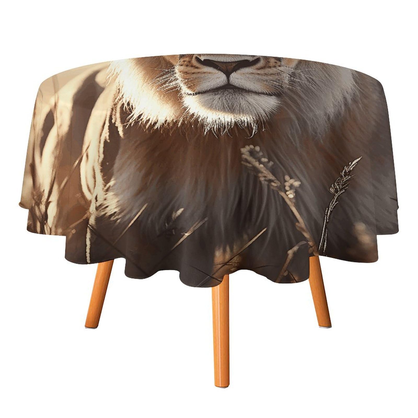 SMAZDFXX Female Lion Tablecloth for Restaurant, Round Polyester Table Cover 50x50in for Party